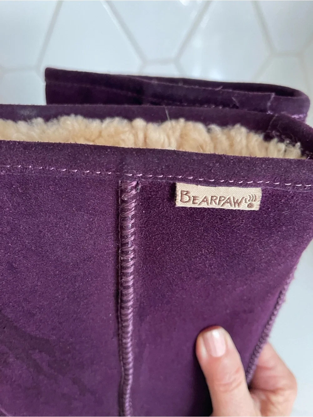 BearPaw Tall Suede Winter Boots in Plum